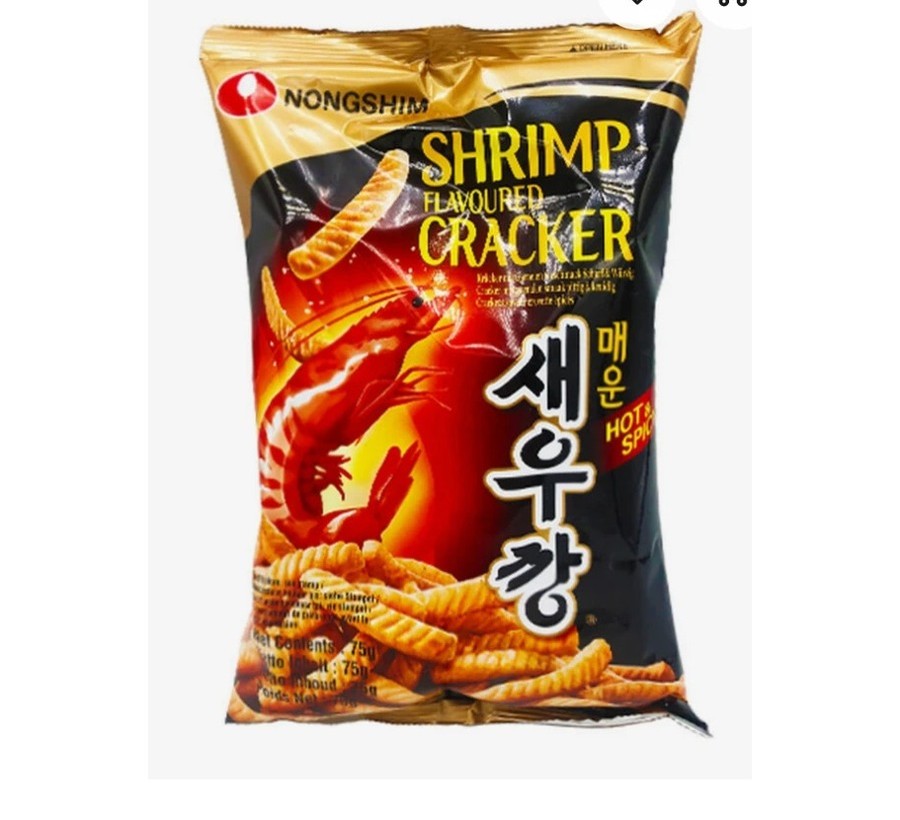 Packet of Korean hot shrimp flavoured crackers